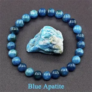 Hopeful Charm Nature Blue Apatite Beaded Bracelet for Women - Abundance, Prosperity, Calm & Clarity