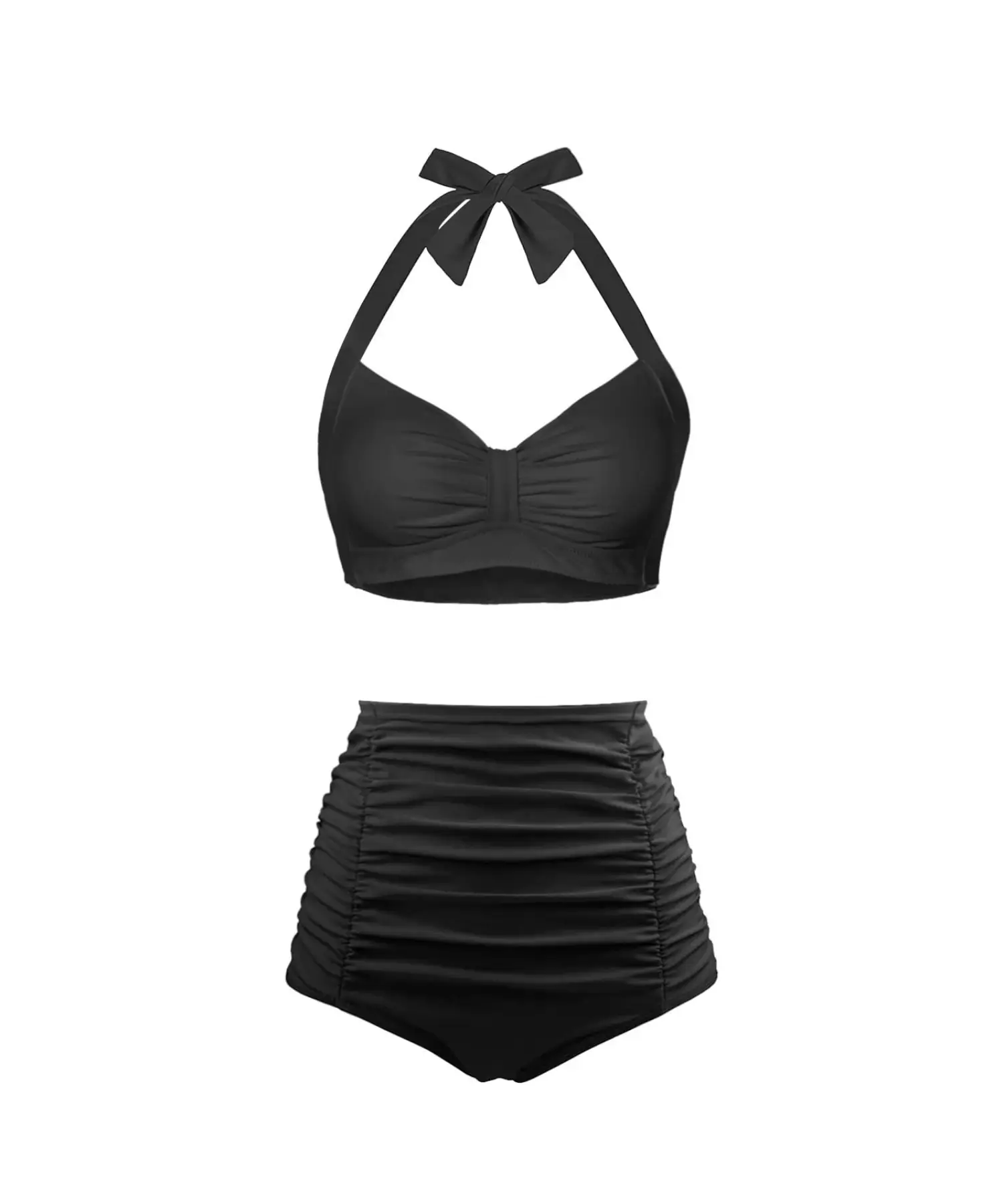 Holipick Women High Waisted Bikini Set Two Piece Tummy Control Swimsuit Halter Top with Bottom Bathing Suit Plus Size Swimsuit for Women Vintage Swimw