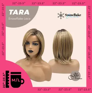 JBEXTENSION 12 Inches Shatush Mix Blonde Pre-Cut Side Part Snowflake Lace Frontlace Glueless Wig TARA SNOWFLAKE【BENDY EAR TABS】- M/L