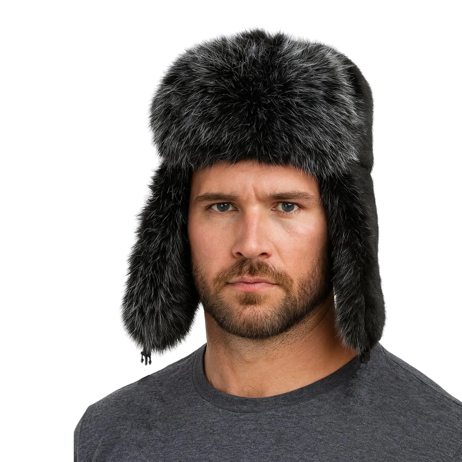 Men Women Winter Faux Fur Fluffy Trapper Hats Ushanka Russian Trooper with Ear Flaps Cold Weather