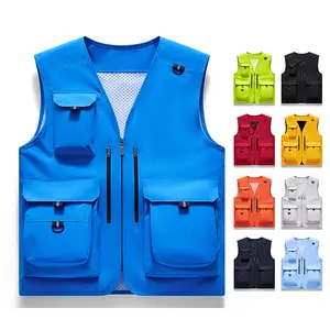 Men's Spring/Summer Fashionable Versatile Short Vest - Multi-Pocket Design, Available in Various Colors, Full Zip Closure, Mesh Lining for Breathability, Ideal for Hiking & Everyday Wear