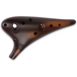 12 Hole Alto C Ceramic Ocarina - Forest  | Straw-Fired Collectible with Protective EVA Case