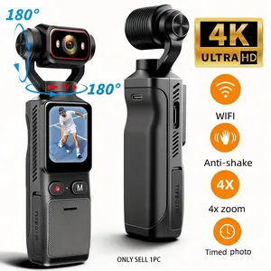 4K WiFi Vlogging Camera, Body Camera with 1.69" HD Touch Screen, Wide Angle, 180° Rotating Lens, EIS Camera with Built in Microphone for Audio & Video Recording, Portable Pocket Camera,Gifts for Men