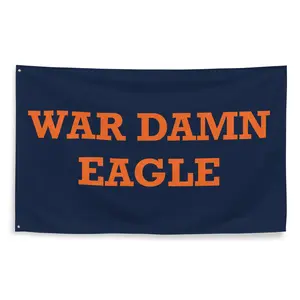 Auburn War Damn Eagle Flag - Navy Background with Orange Text, Ideal for Banners and Wall Print