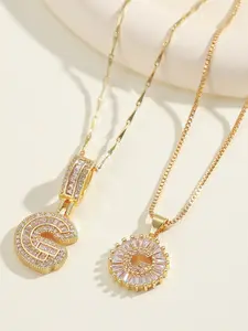 Elegant Rhinestone Letter Double Layer Necklace, Unique Design Collarbone Chain, Casual All Season Jewelry Gift