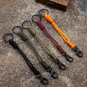 Outdoor Rock Climbing Paracord Snake Knot Keychain Camping Rescue Emergency Rope Double Buckle Key Chains Handmade Gifts