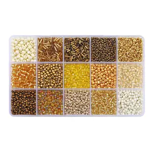 Mix 15 Color Glass Seed Beads, Tube & Bugle Beads Loose Kit for Jewelry Making DIY Craft
