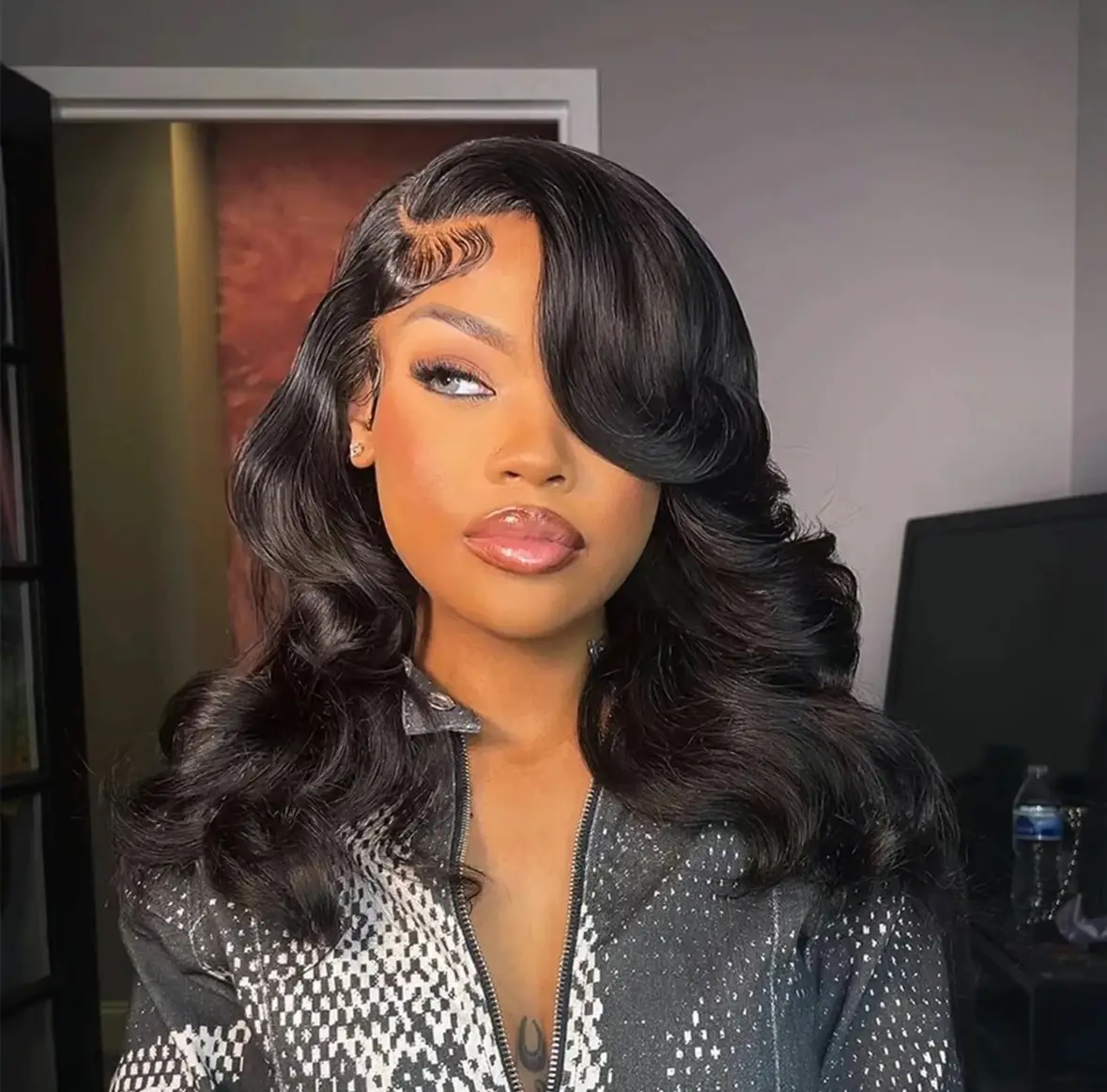 Tinashe Side Part 13x6 & 6x5 Butterfly Layered Cut Loose Wave Pre-plucked C-Side Part with Pre-cut Baby Hair Glueless Wig Pre-cut 6×5 HD Lace Wig Pre-