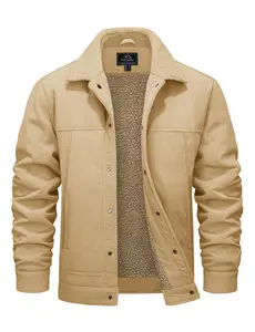 MAGCOMSEN Men's Corduroy Jacket Winter Warm Sherpa Jackets Thick Trucker Cargo Fleece Coats