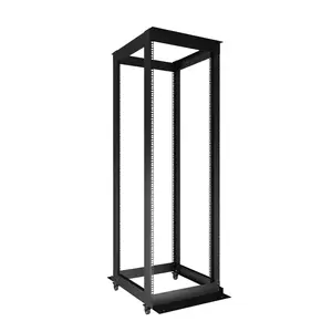 42U Open Frame Server Rack for 19" IT Network Equipment & A/V Devices, Free Standing or Wall Mount Rack with 180 Degrees Gate Swing, Black