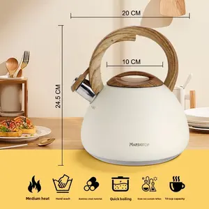 Teakettle Stainless Steel Whistling Kettle 10 Cup Capacity for Gas & Induction Cookers 24.5 cm Height Quick Boiling Safe No BPA kitchen cute teapot