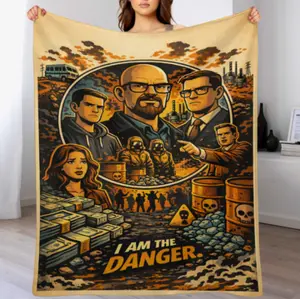 Breaking Bad I Am The Danger Blanket – Retro Crime Drama Collage Design with Walter White, Jesse Pinkman, Saul Goodman & Iconic Desert Lab Scenes, Perfect for TV Room Decor, Ideal Gift for Breaking Bad Fans