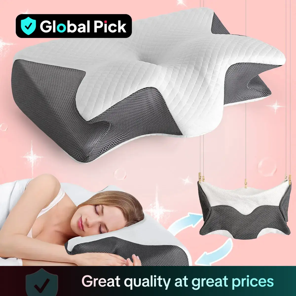 Supportive Memory Foam Neck Pillow, 1 Count Soft Pillow with Breathable Washable Pillowcase, Soft & Comfortable Neck Pillow for Side, Ergonomic Memory