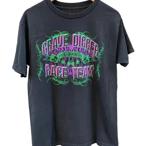 Vintage Grave Digger Monster Jam T-Shirt – 2 Sided Skull Race Team Graphic Tee, Streetwear Gift for Men