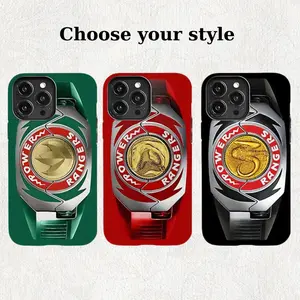 Retro Colorful Power Morpher Tough Case Cover For iPhone 17/16/15/14/13/12/11/X Plus Pro Max Mini, Iconic All Rangers Dino Coin Phone Case, Mens Gift