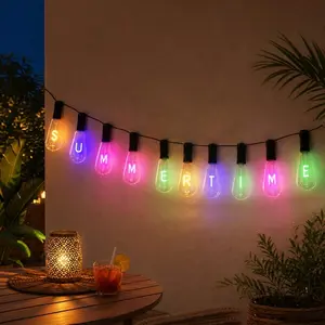 1 set   "Summer Time" solar letter light string, creative solar light string, new solar letter light string, 5 meters 10 lights, suitable for summer parties, beach parties, summer gatherings and dinners.