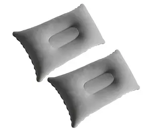 2 Pack Ultralight Inflatable Pillow Small Squared Flocked Fabric Air Pillow Beach Pillow for Hiking ,Camping ,Traveling, Napping, Desk Rest ,Neck