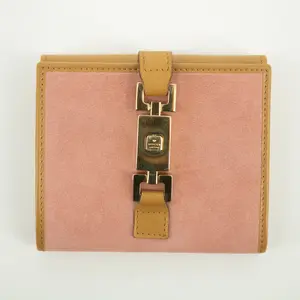 Pre-owned GUCCI Leather small leather goods Pink Jackie Suede x Compact Wallet #2379
