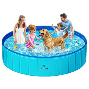 SLOOSH Foldable Dog Kiddie Pool - Portable Hard Plastic Doggie Swimming Pool, Anti-Slip Collapsible Pets Bath Tub Suitable for Kids Indoor Outdoor Backyard Use TikTokShopSummerTurnup