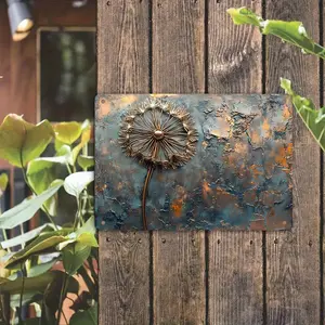 1pc Decorative Metal Wall Art, Dandelion Flower Design, Vintage Rustic Style, Nature-Inspired, Perfect for Living Room, Bedroom, Office, Hallway, or Entryway Decor, 8x12 inches/ 20x30 cm