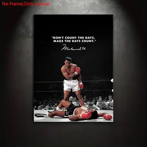 1 piece/set of frameless canvas print posters, Unframed wall art, classic realistic art, inspirational quotes from boxing celebrities, perfect gift for sports enthusiasts, ideal gift for bedroom, living room, wall decoration, Wall Art Painting