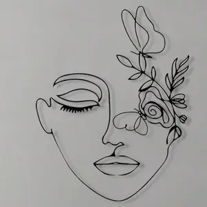Abstract Face Line Wall Art, 1 Count Modern Iron Hanging Decoration, Wall Decor for Home Living Room Bedroom, Artistic Poster