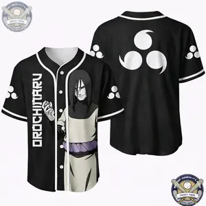 Personalized Black Jersey Orochimaru Baseball Jersey – Dark Ninja Button-Up Jersey Shirt, Unisex Streetwear Cosplay Top, Anime Fan Outfit, Unique Gift for Otaku