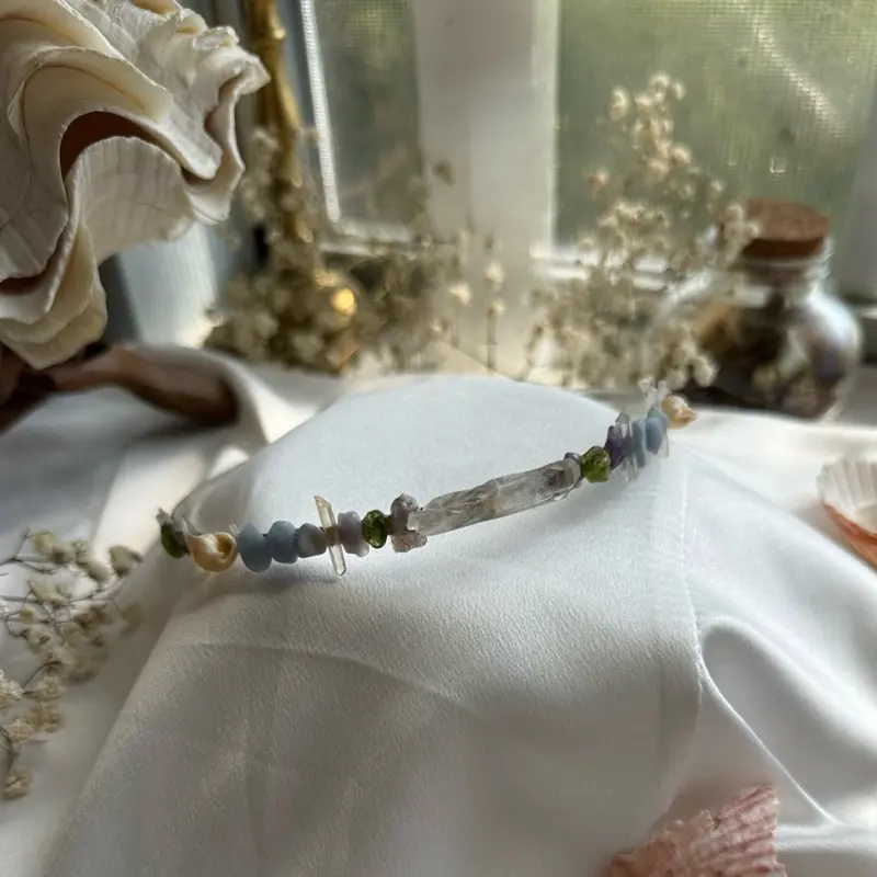 Willow - Clear Quartz, Peridot, Amethyst and Angelite Headband