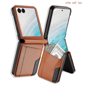 Luxury Card Slot Wallet Leather Case For Samsung Galaxy Z Flip 7 6 5 4 3 5G ZFlip7 FE ZFlip6 Business Hinge Back Cover