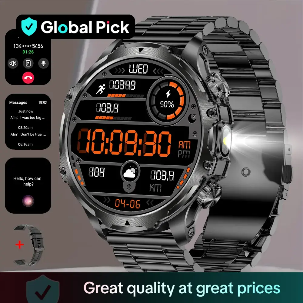 1.85 Inch Large Screen Smart Watch Answer/Make Calls Message Reminder,Multifunctional Smart Watch, Fashionable Digital Watch with 1 Spare Silicone Wat