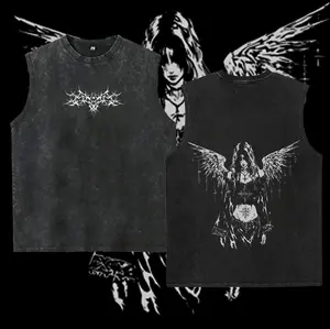 washed vest Y2K Gothic Angel Washed , Sad Angel  – Dark Aesthetic Streetwear, Menswear Oversized Tops, Gym Clothing, Clothes Gothic Y2K, Vintage Mens fathersdaygift