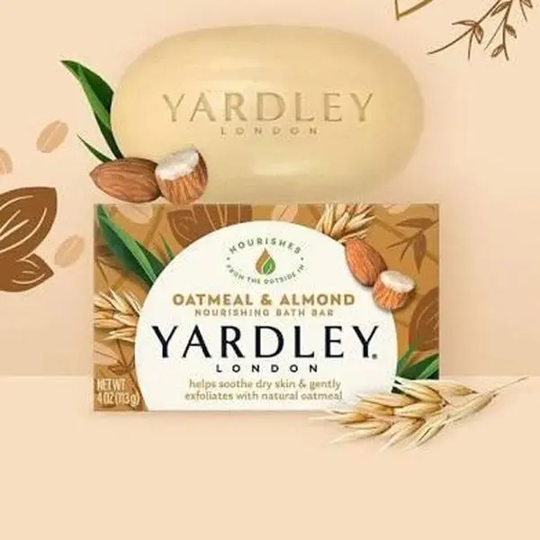 Yardley London Almond & Oatmeal Nourishing Bath Bar 3 Pack - Helps Soothe Dry Skin & Exfoliate with Natural Oats
