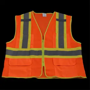 212 MAIN ANSI Class II Safety Vest, Petra Roc OVM2-CB1-2X-3X, Orange Mesh with Contrast Binding, Men's 2X & 3X Sizes, Reflective Tape, 3-4 Pockets