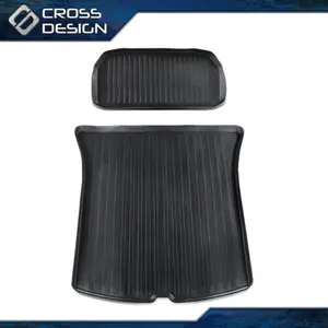 CROSSDESIGN Fit For 2020-2024 Tesla Model Y Weather Trunk Mats Cargo Liner Injection 2pcs Front Spare Trunk Mat &Trunk Mat