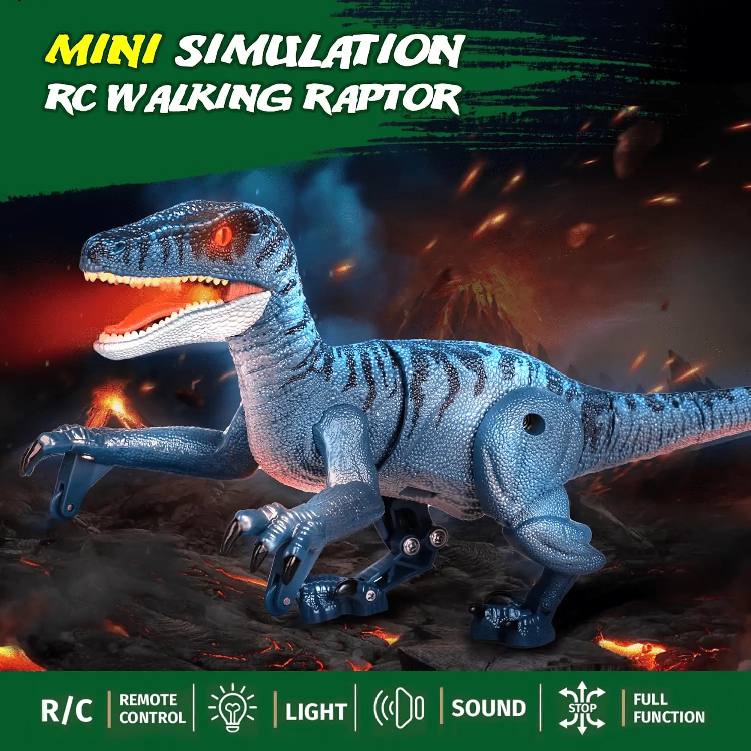 2.4GHz RC Animatronic Velociraptor Skeleton Toy for Kids 3+, with Realistic Roar, LED Eyes, Walking Action, Fun, Creativity-Boosting Boy Gift for Interactive Play