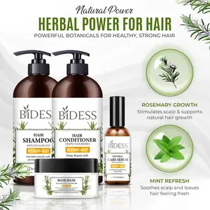 Bidess Hair Care Set – Rosemary & Mint | Shampoo + Conditioner + Hair Mask + Serum | Stimulates Growth, Reduces Hair Loss & Nourishes | Natural Botanical Formula
