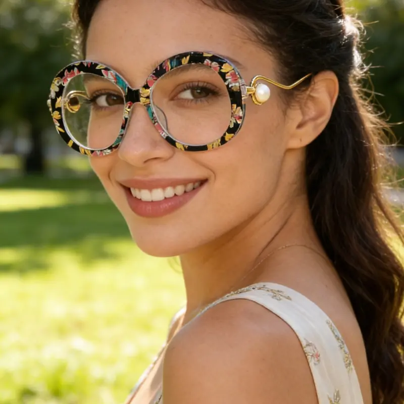 Vintage Round Frame Eyeglasses, Retro Fashion Eyeglasses for Women & Men, Metal Frame Legs, Fashion Eyeglasses Daily Clothing Decor, for Student Daily Use, Fashion Eyewear