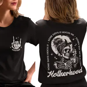 Motherhood Rock Skeleton Shirt, Trendy Mom Tee, Rocking Motherhood Shirt, Some Days I Rock It Shirt, Mothers Day Gift, Short Sleeve Crew Neck Top