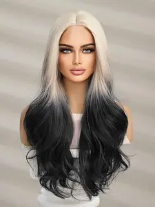 26 Inch Ombre Gradual Color Long Wavy Wigs for Women, Gorgeous Fluffy Wigs without Bangs, Synthetic Full Machine Wigs for Party, Daily Use