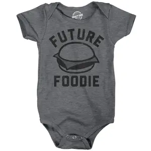 Future Foodie Baby Bodysuit Funny Sarcastic Burger Graphic Novelty Jumper for Infants Funny Baby Onesies Sarcastic Clothes for Baby Funny Food Onesie Novelty Onesie Dark Grey