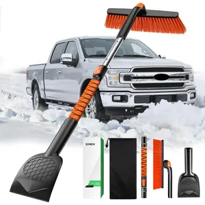 2025 Extendable Car Snow Brush and Ice Scraper [45" Extendable Handle] with 360 °   Rotating Brush Head for Car Windshield Clear Snow, Ice and Frost, for All Cars/Truck/SUV