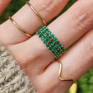 Half Eternity Ring Green - Handmade in the USA - Sustainable and Ethically Sourced