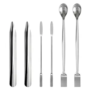 6 Pcs Lab Spatula Set Dual Ended Scraper Stainless Steel Laboratory Sampling Spoon Micro Scoop Bead Scoop for Scooping Sample Powders