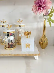 White and Gold Butterfly Spoon Holder