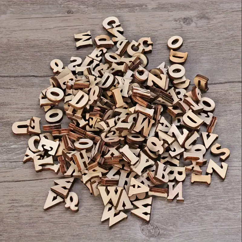 200 Pcs Poplar Wood Handmade A-Z Alphabet Blocks Set - Uppercase & Lowercase Letters, 1.5cm Height Smooth Sanded Surface, for DIY Craft Lovers, Party Decoration, Handmade Set