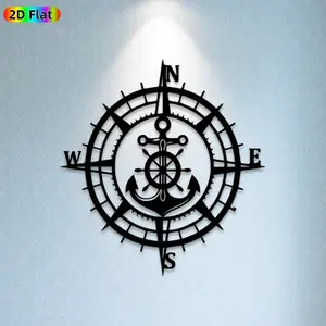 1pc Nautical Compass Anchor Metal Wall Art,Nautical Compass Anchor Statue Mural, Ideal Gift for New Year, Easter, Nautical Decor Enthusiasts, Rust-Resistant Metal Wall Decor Wall Sculptures,  Unique Home Decor