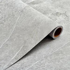 Concrete Wallpaper Peel and Stick 16"x196" 21.52Sq.ft Matte Textured Cement Contact Paper Waterproof Self-Adhesive Removable Industrial Style for Bathroom/Kitchen/Garage/Countertop, Ash Grey