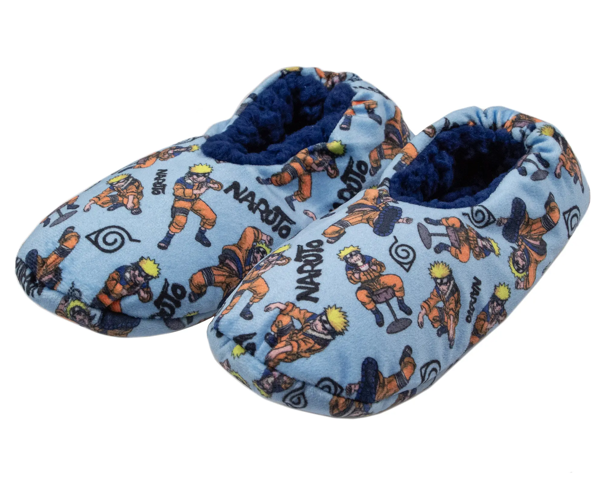 Naruto Shippuden Boys' Naruto Uzumaki Allover Design Plush-Lined Non-Slip Slippers Socks For Boys And Girls