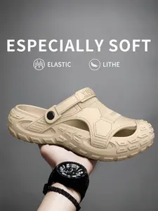 Men's Eva Slippers, Lightweight Soft Non-Slip Sole, Quick-Dry Comfortable Solid Color, Perfect for Home and Bathroom Use, All-Season Slip-On Shoes