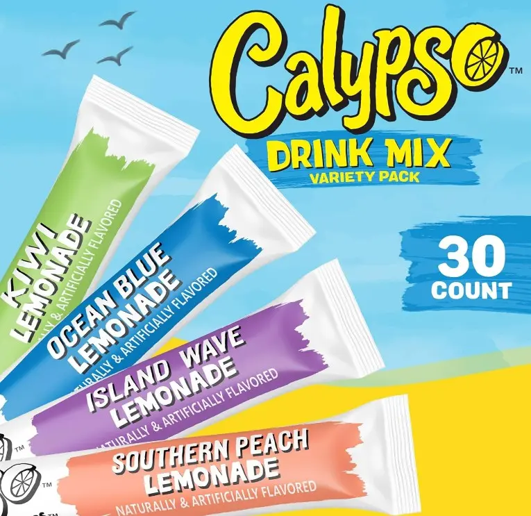 Calypso Singles To Go! Drink Mix Variety Pack – Lemonade On-the-Go Powdered  Drink Mix Packets – Low Calorie Water Enhancer – Island Wave, Kiwi,  Southern Peach, Ocean Blue Lemonade, 30 Count
